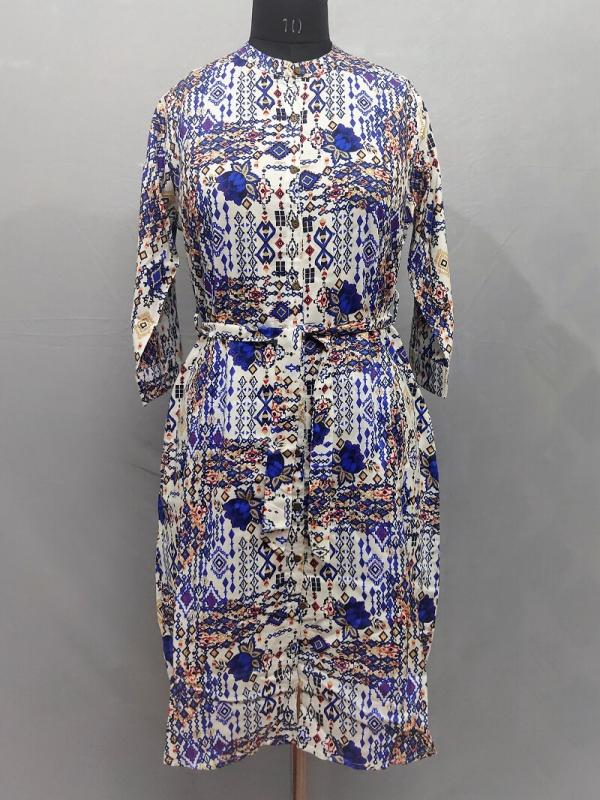 Mixed Floral Print Cotton Midi with waist tie